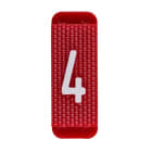 ABB Electrification - Utvendig merkesystem for kabelskap, rødt skilt 4, pose a 10 stk, rød bakgrunn med hvit skrift.