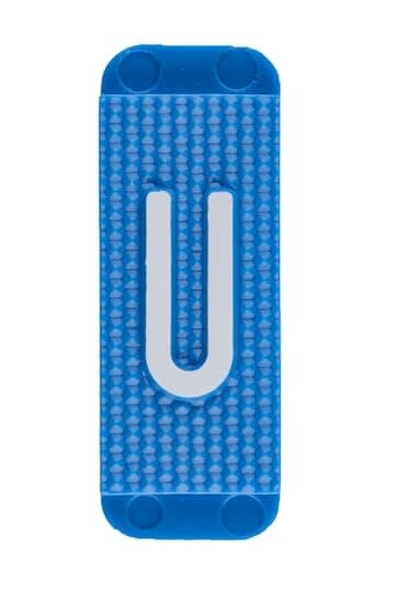 ABB Electrification - Utvendig merkesystem for kabelskap, blått skilt U, pose a 10stk, blå bakgrunn hvit skrift