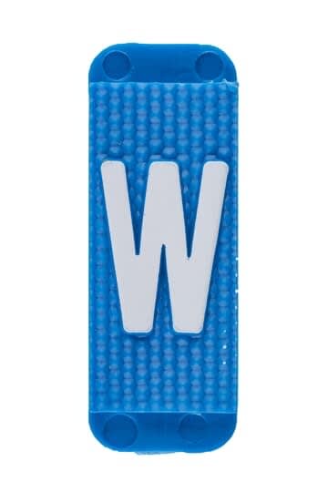 ABB Electrification - Utvendig merkesystem for kabelskap, blått skilt W, pose a 10stk, blå bakgrunn hvit skrift