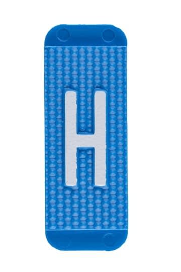 ABB Electrification - Utvendig merkesystem for kabelskap, blått skilt H, pose a 10stk, blå bakgrunn hvit skrift