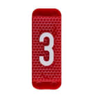 ABB Electrification - Utvendig merkesystem for kabelskap, rødt skilt 3, pose a 10 stk, rød bakgrunn med hvit skrift.