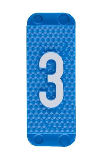 ABB Electrification - Utvendig merkesystem for kabelskap, blått skilt 3, pose a 10stk, blå bakgrunn hvit skrift