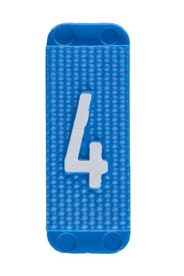 ABB Electrification - Utvendig merkesystem for kabelskap, blått skilt 4, pose a 10stk, blå bakgrunn hvit skrift