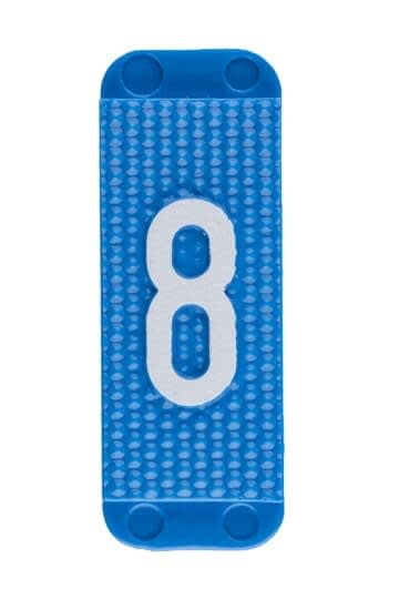 ABB Electrification - Utvendig merkesystem for kabelskap, blått skilt 8, pose a 10stk, blå bakgrunn hvit skrift