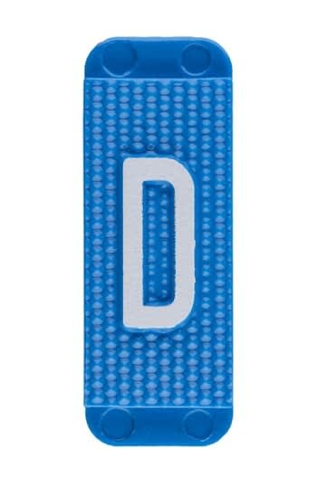 ABB Electrification - Utvendig merkesystem for kabelskap, blått skilt D, pose a 10stk, blå bakgrunn hvit skrift