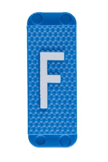 ABB Electrification - Utvendig merkesystem for kabelskap, blått skilt F, pose a 10stk, blå bakgrunn hvit skrift