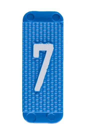 ABB Electrification - Utvendig merkesystem for kabelskap, blått skilt 7, pose a 10stk, blå bakgrunn hvit skrift