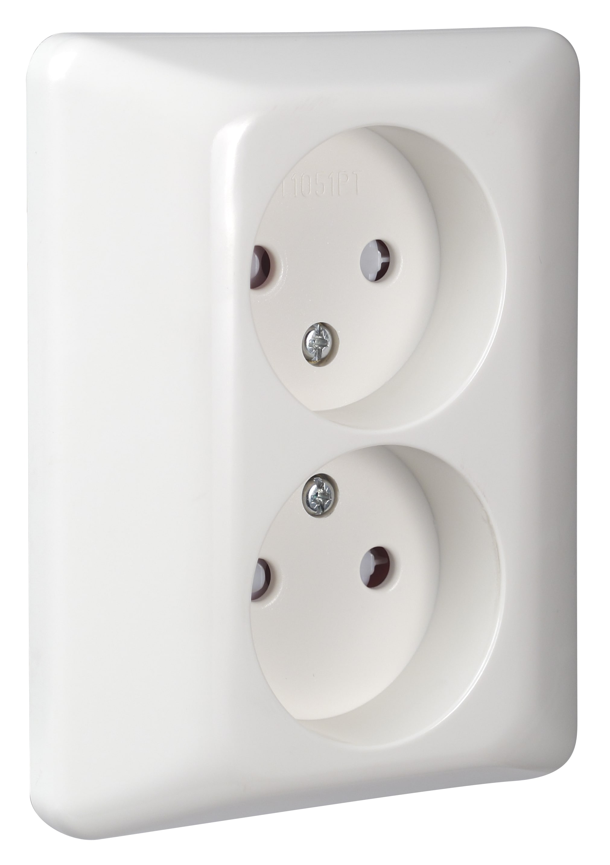 Elko - RS1051 PT stikk u/jord Innfelt med barnevern Polarhvit