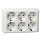 Elko - RS1086 PT stikk 6veis m/jord Polarhvit