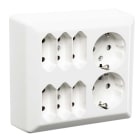 Elko - RS1088 PT multistikk 2 + 6 eurostikk påvegg Polarhvit