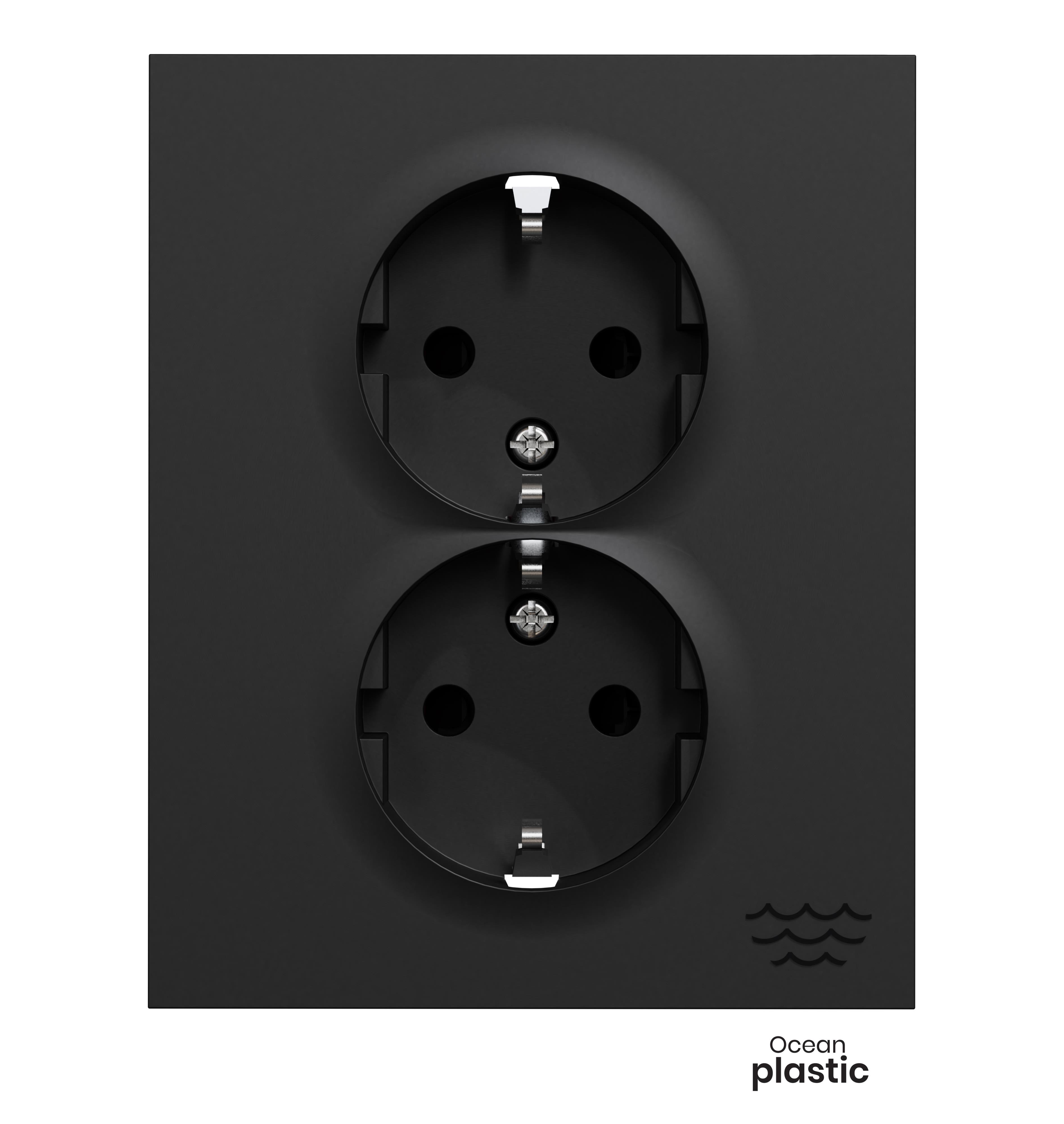 Elko - Lavtbyggende innfelt dobbelt stikkontakt i ELKO Havplast Plus design.