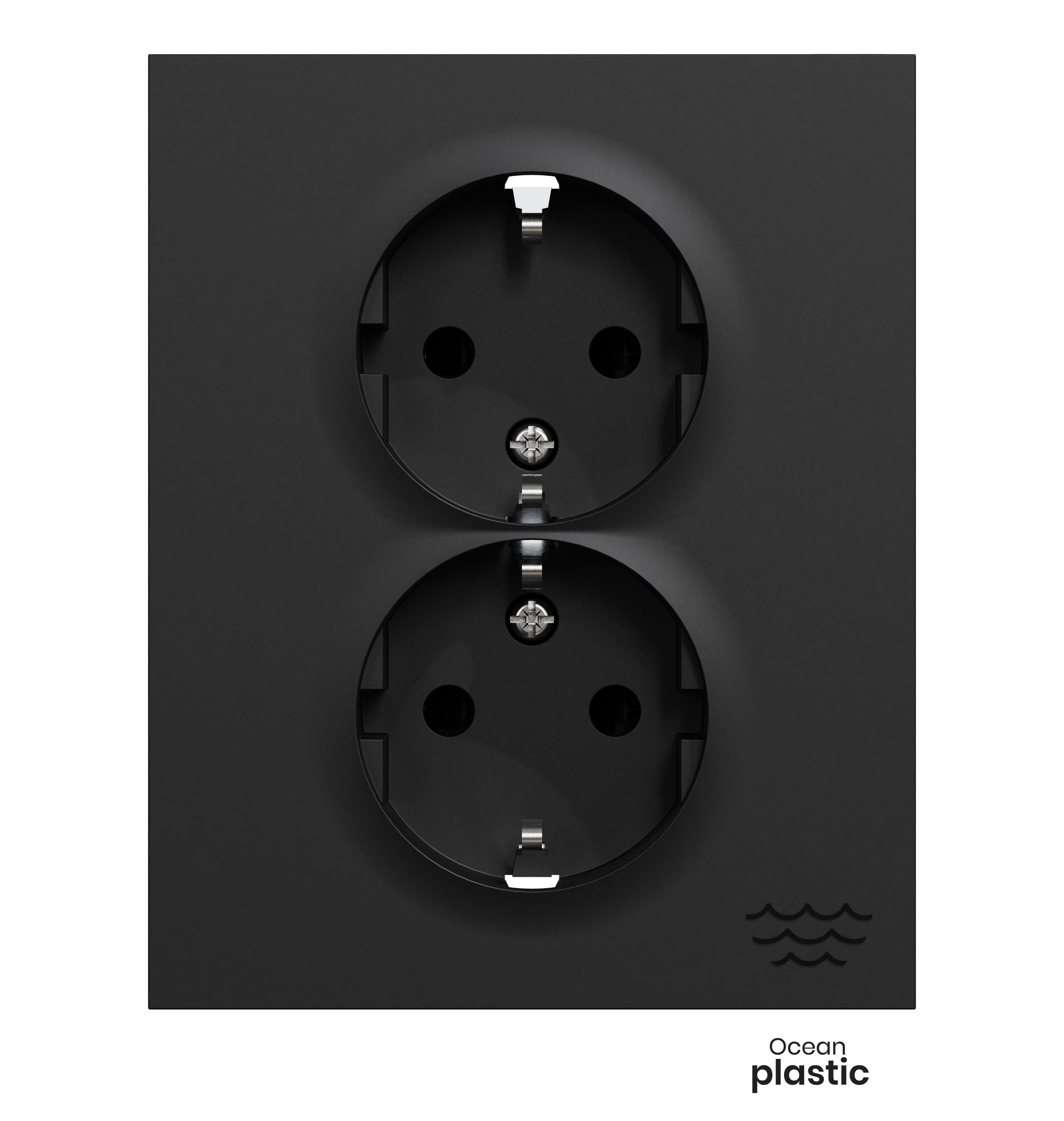 Elko - ELKO Havplast Plus dobbel stikkontakt innfelt med jord, barnevern og delt sokkel