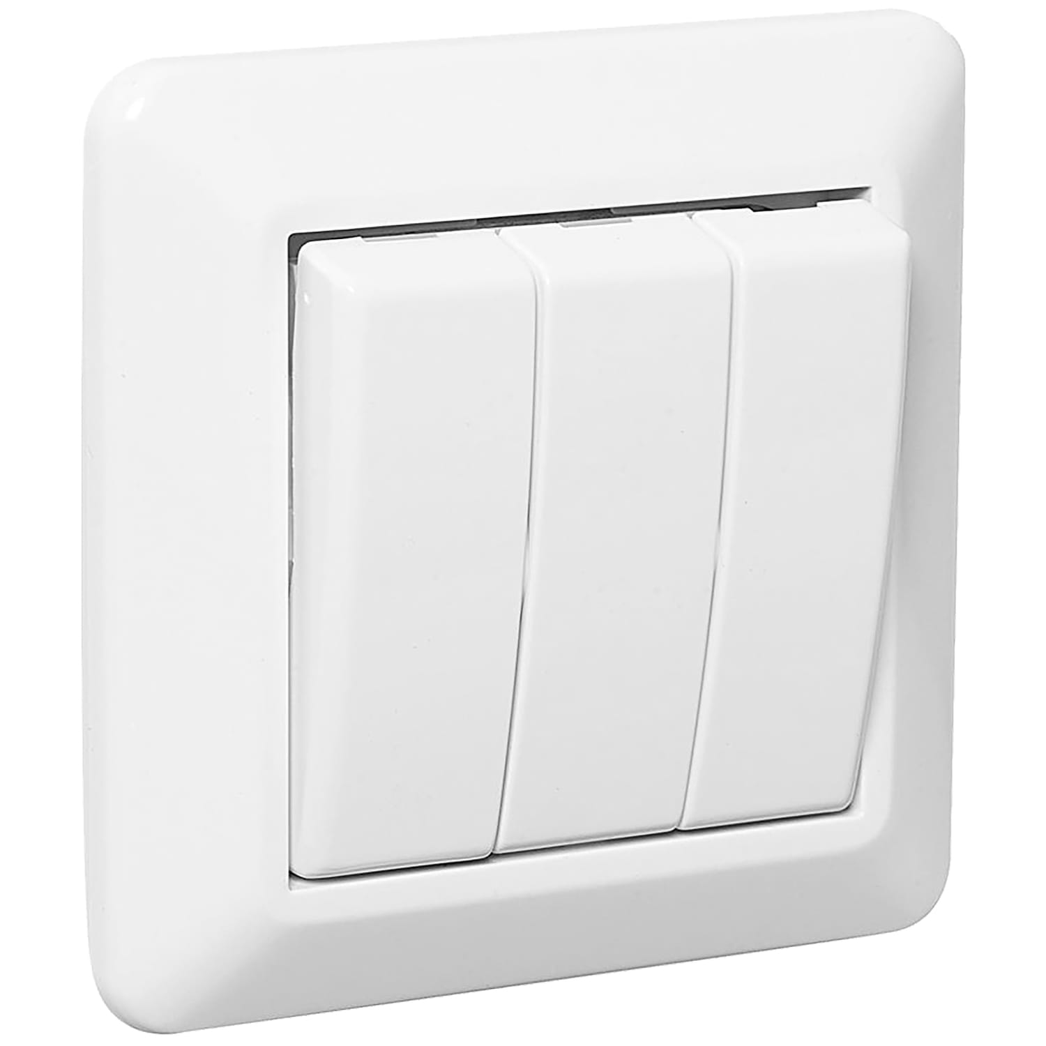 Elko - RS Renhvit innfelt 3x1 polt bryter med hurtigklemme, for bruk der det ønskes styring av 3 soner