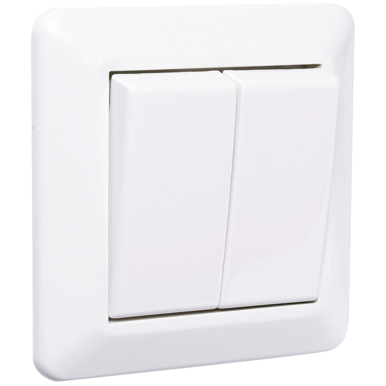 Elko - RS Renhvit innfelt dobbel 1 polet bryter, benyttes typisk der det ønskes styring av to lyssoner.