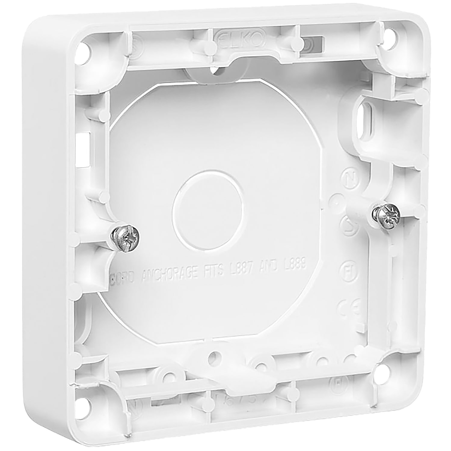 Elko - RS Renhvit 20mm enkel påveggskappe for bruk med innfelt utstyr som ønskes montert påvegg