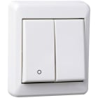 Elko - RS Renhvit 2+1 polet bryter utenpåliggende for bruk der det ønskes lysstyring f.eks utelys/ganglys