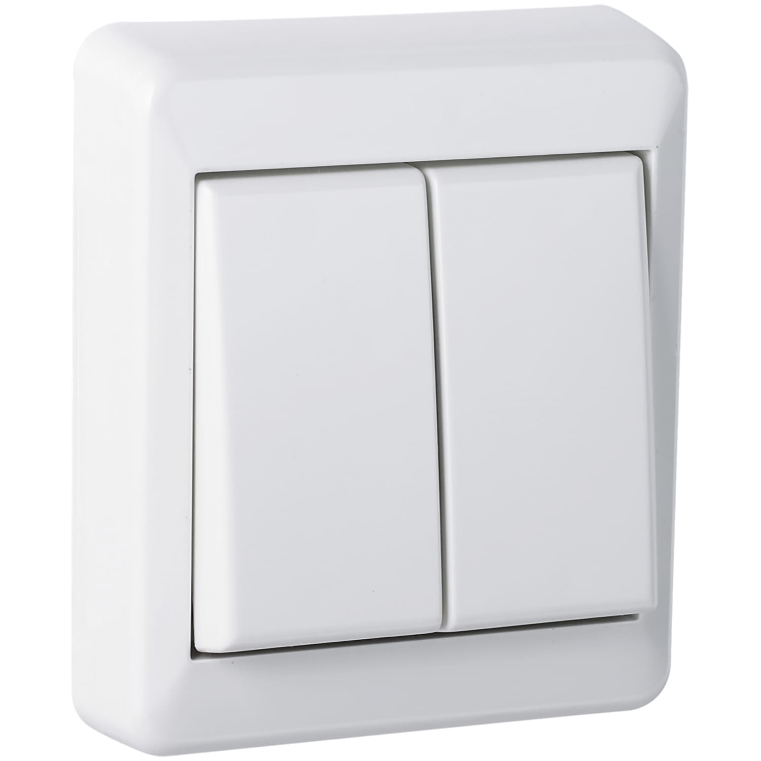 Elko - RS Renhvit 2x1 polet utenpåliggende bryter benyttes der det ønskes styring av to lyssoner.