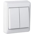 Elko - RS Renhvit 2x1 polet utenpåliggende bryter benyttes der det ønskes styring av to lyssoner.