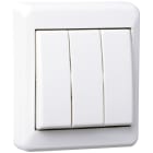 Elko - RS Renhvit 3x1 polet påveggsbryter med hurtigklemme,benyttes for f.eks til å slå 3 lyssoner av og på