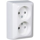 Elko - RS Renhvit utenpåliggende dobbel stikkontakt uten jord, benyttes ved rehabilitering