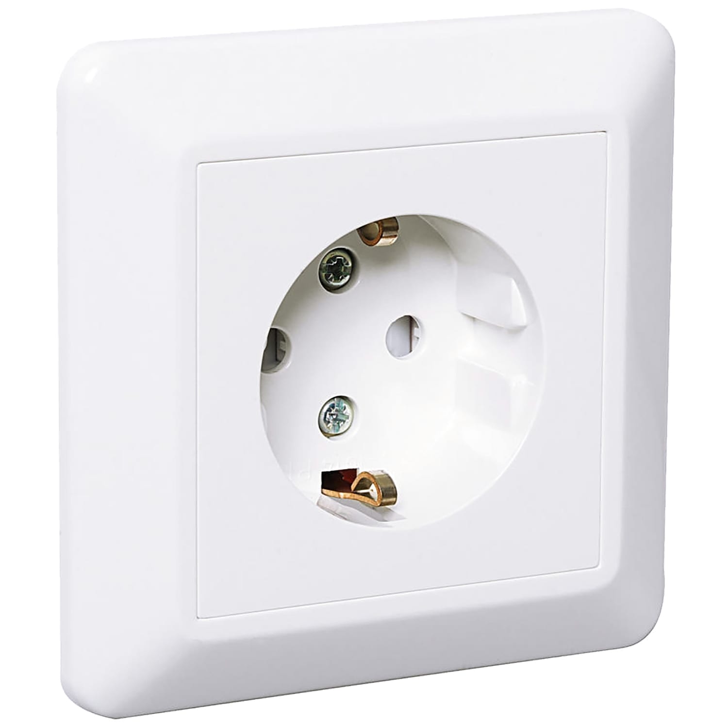 Elko - RS Renhvit enkel stikkontakt med separat sentralplate og ramme.