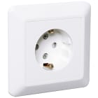 Elko - RS Renhvit enkel stikkontakt med separat sentralplate og ramme.