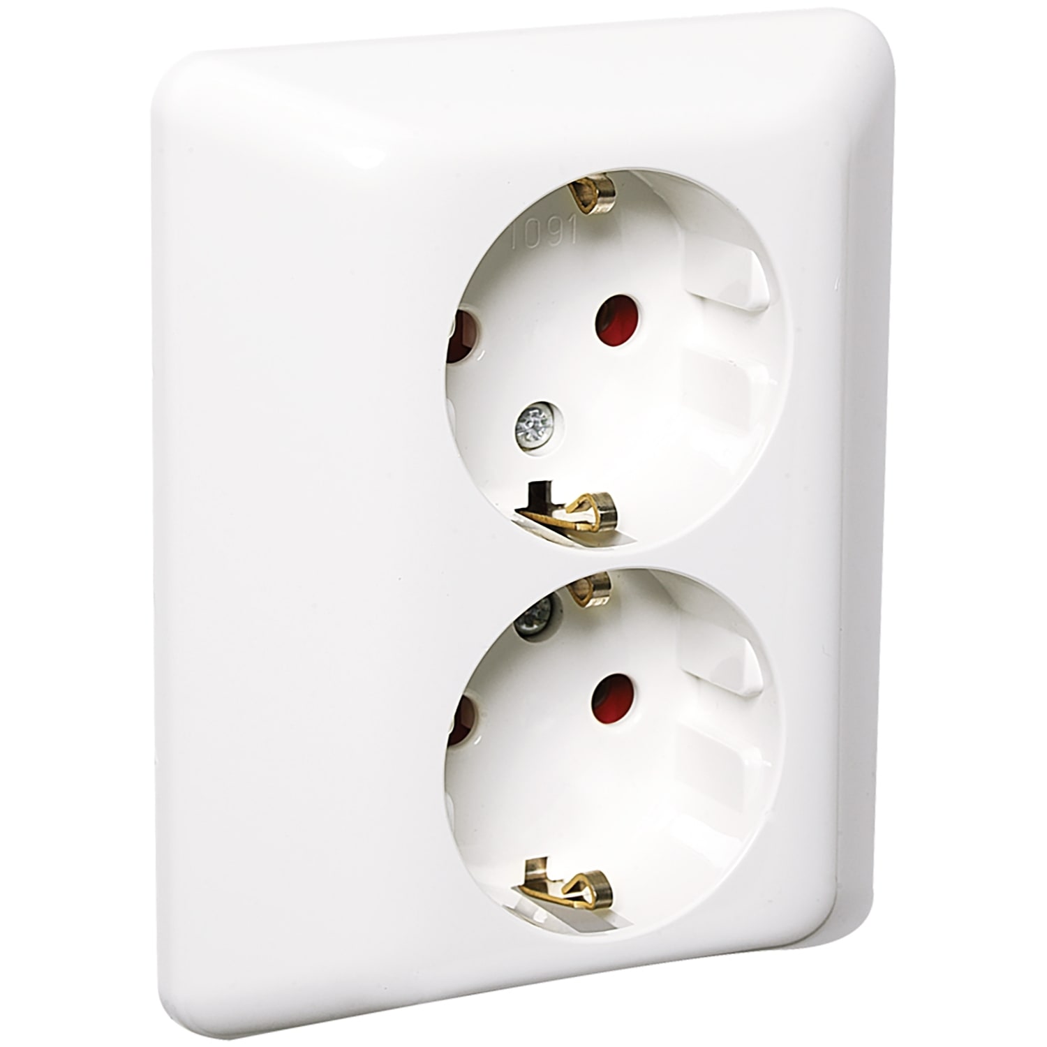 Elko - RS Renhvit innfelt dobbel stikkontakt for innfelt montasje.