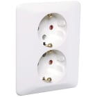 Elko - RS Renhvit lav dobbel stikkontakt med ett styrt uttak, perfekt for bruk med lampetter eller lamper