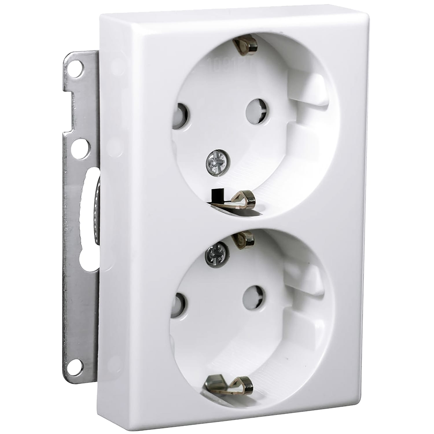 Elko - RS Renhvit dobbel stikkontakt for bruk med dobbelstikkrammer f.eks bak TV eller stereo
