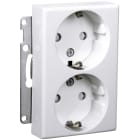 Elko - RS Renhvit dobbel stikkontakt for bruk med dobbelstikkrammer f.eks bak TV eller stereo