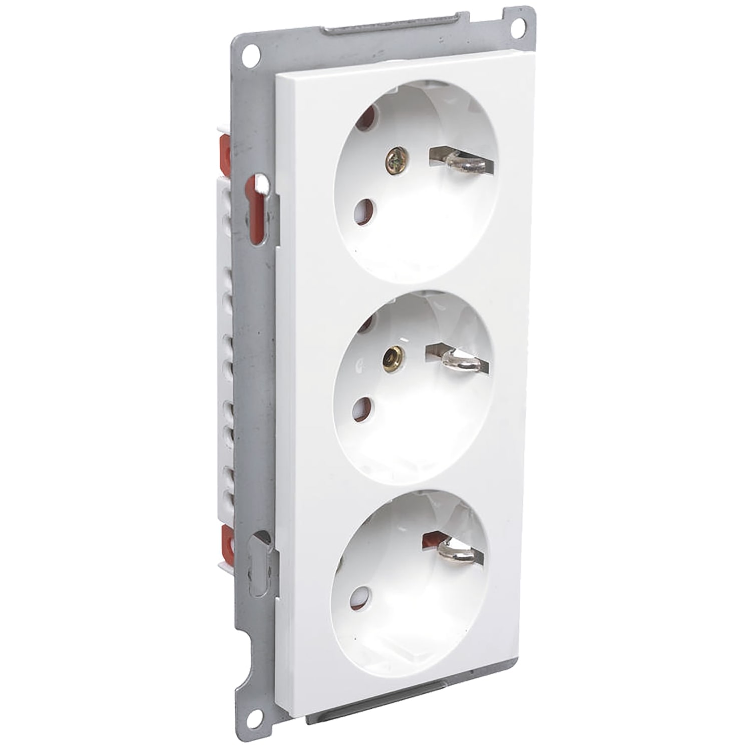 Elko - RS Renhvit treveis stikkontakt for bruk med dobbelramme. Må monteres i dobbelboks.