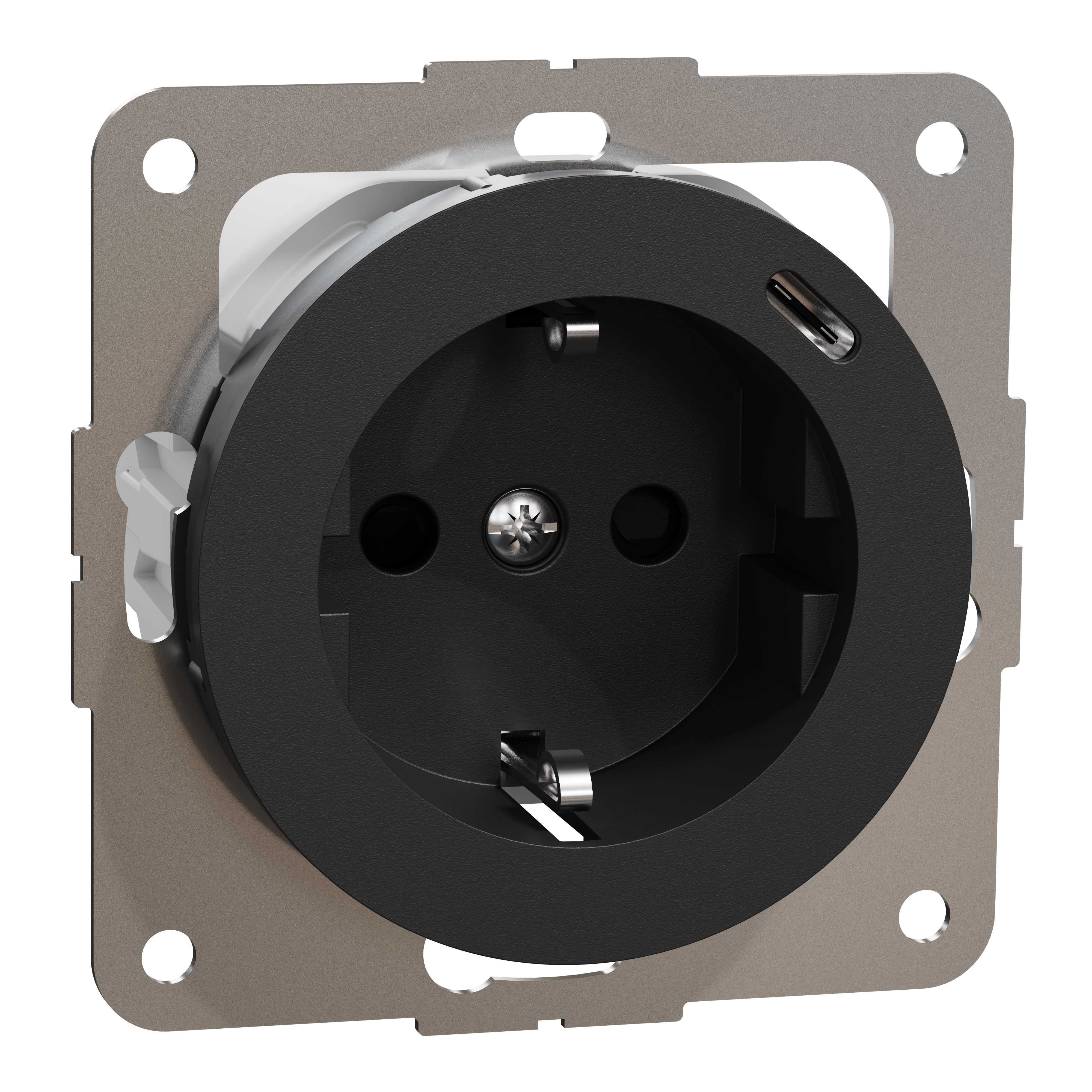 Elko - ELKO One - Enkel stikk med USB C PD lader sort