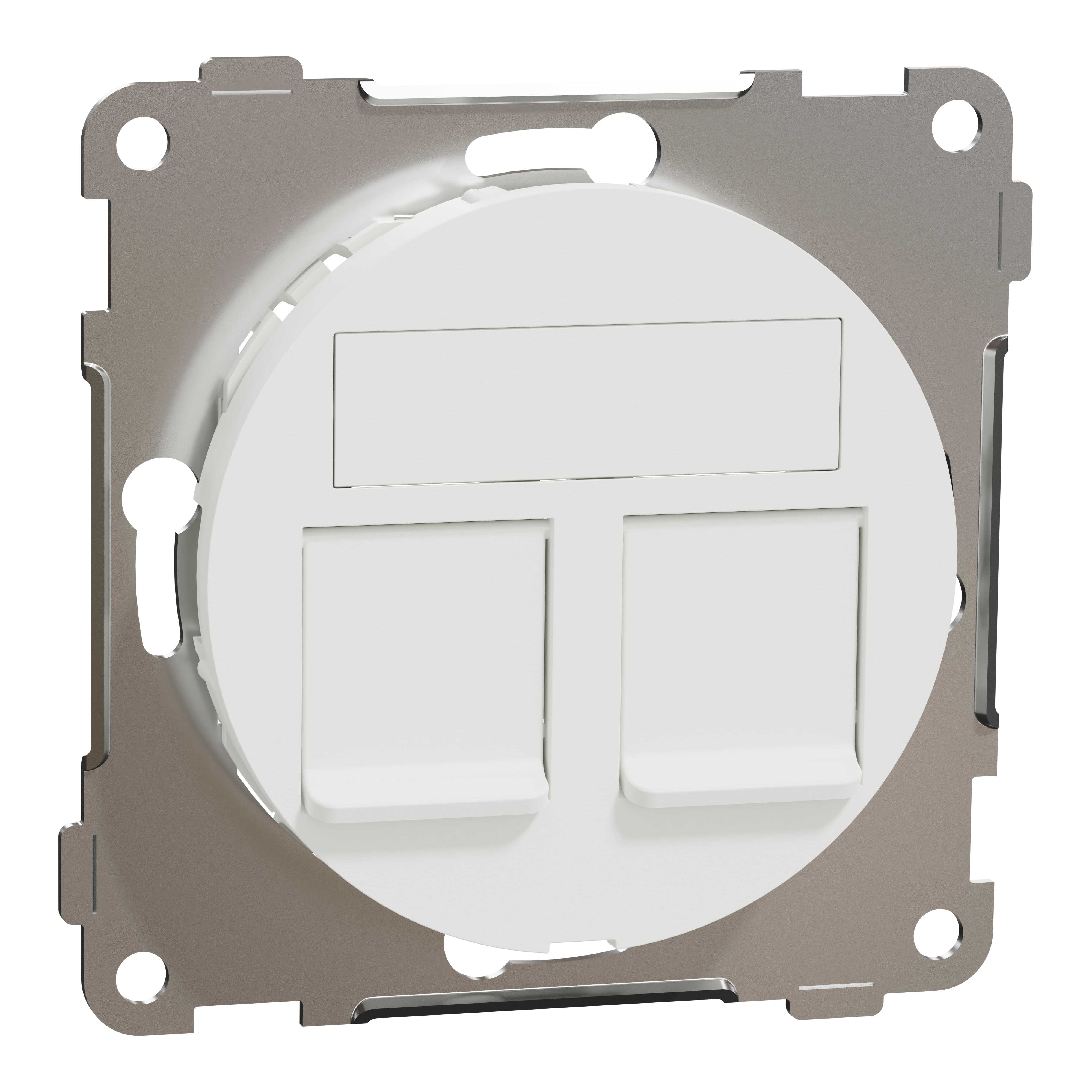 Elko - ELKO One - sentralplate rett, universal for 2x keystone eller S-One, med 1 blindplugg, renhvit