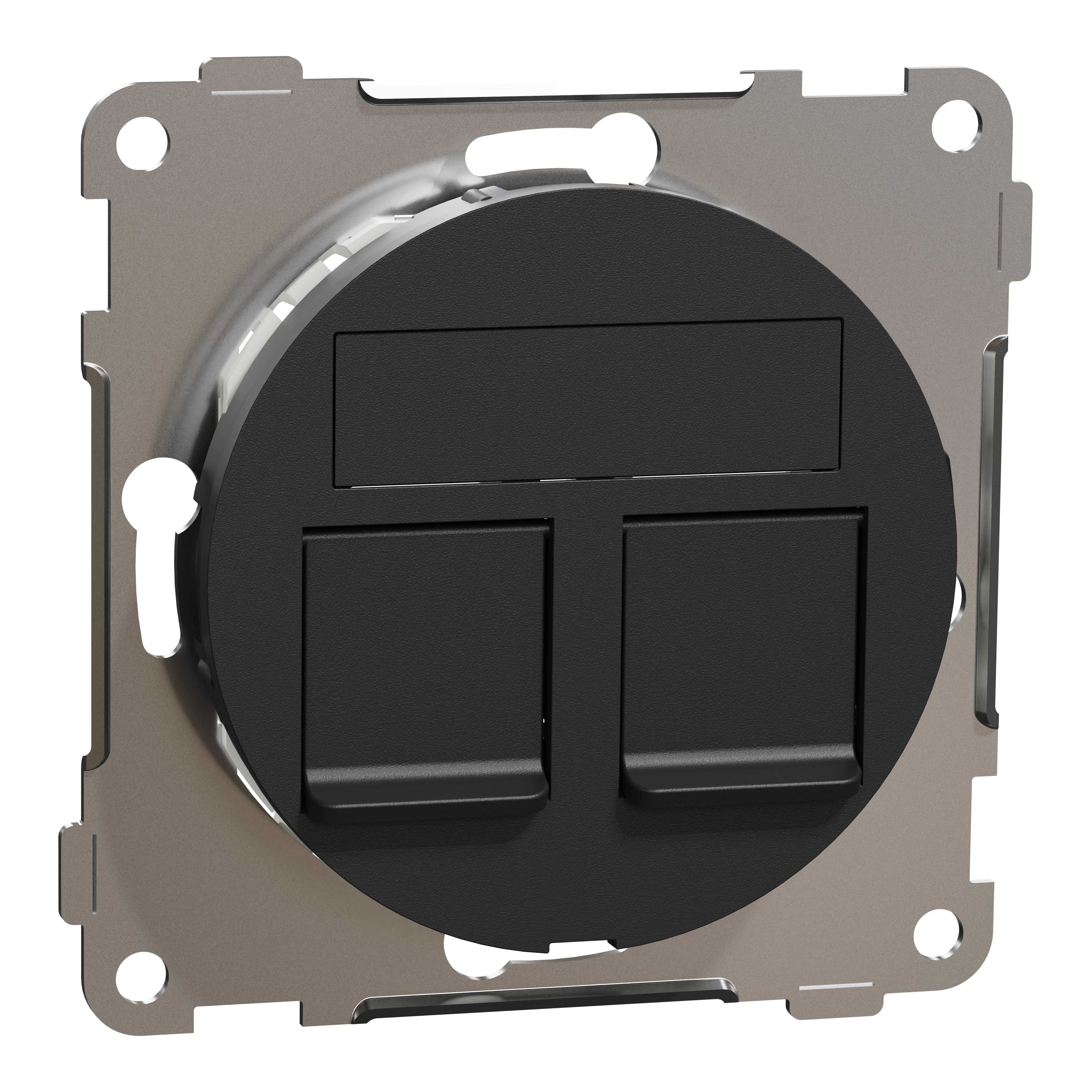 Elko - ELKO One - sentralplate rett, universal for 2x keystone eller S-One, med 1 blindplugg,sort