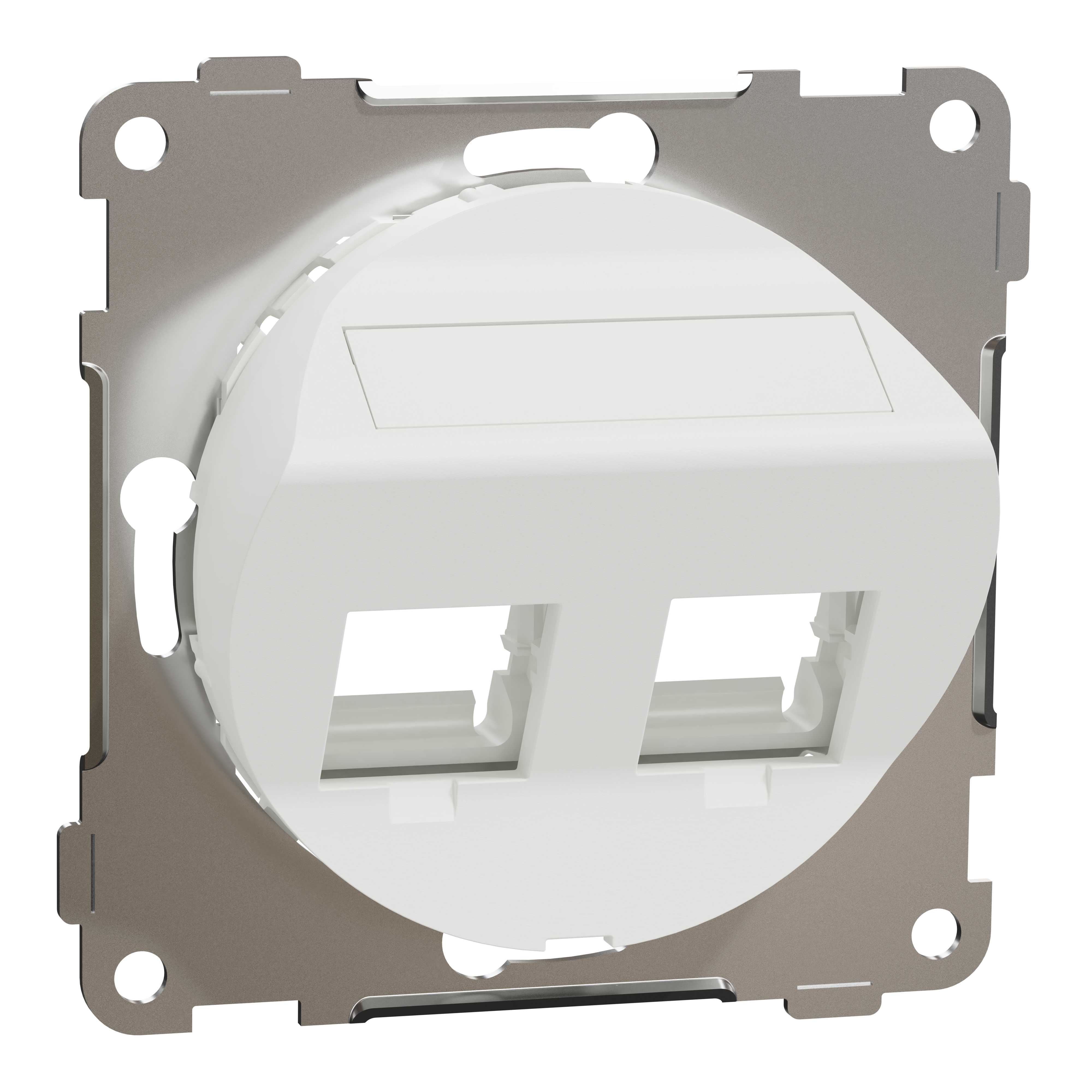 Elko - ELKO One - sentralplate skrå, universal for 2x keystone eller S-One, med 1 blindplugg, renhvit