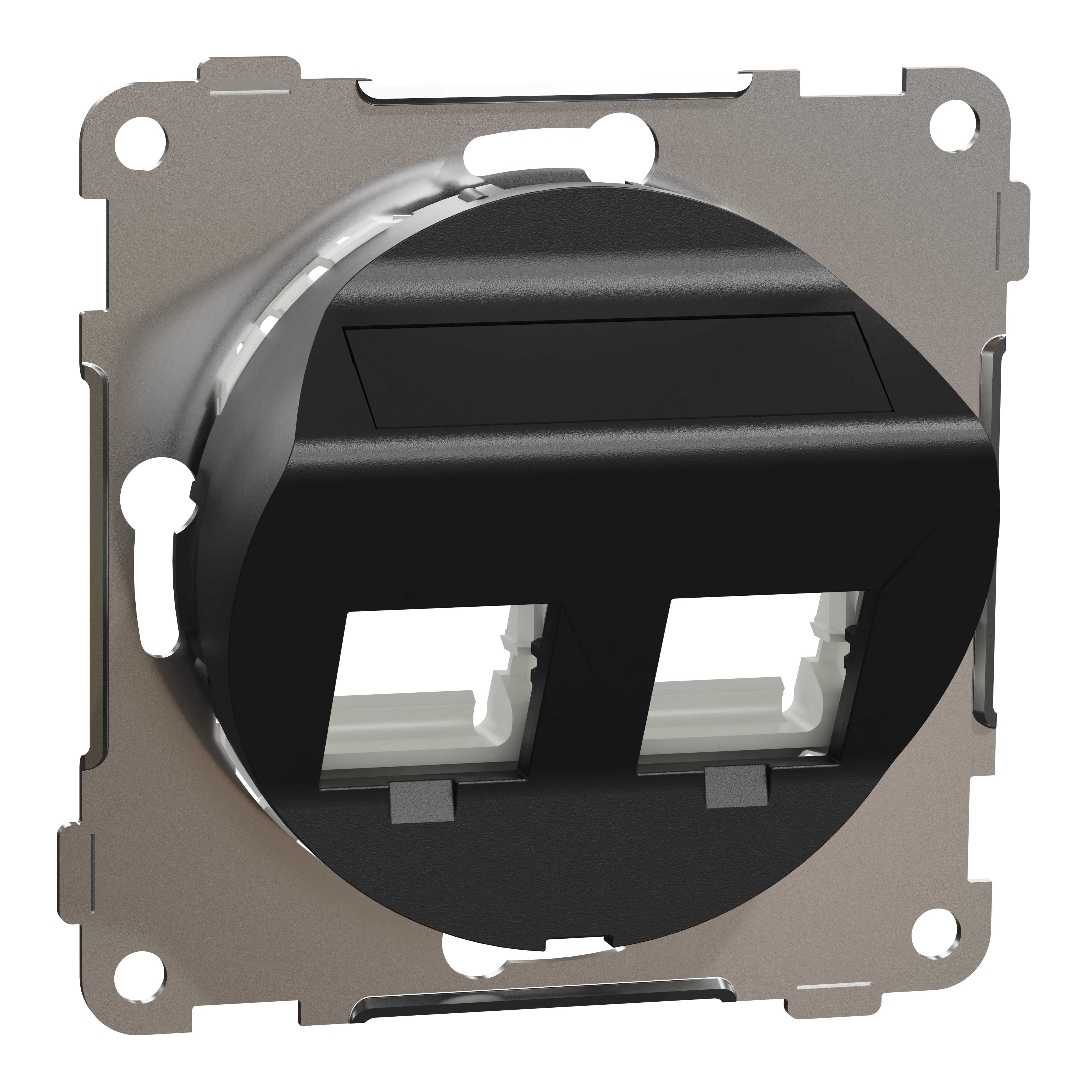 Elko - ELKO One - sentralplate skrå, universal for 2x keystone eller S-One, med 1 blindplugg, sort