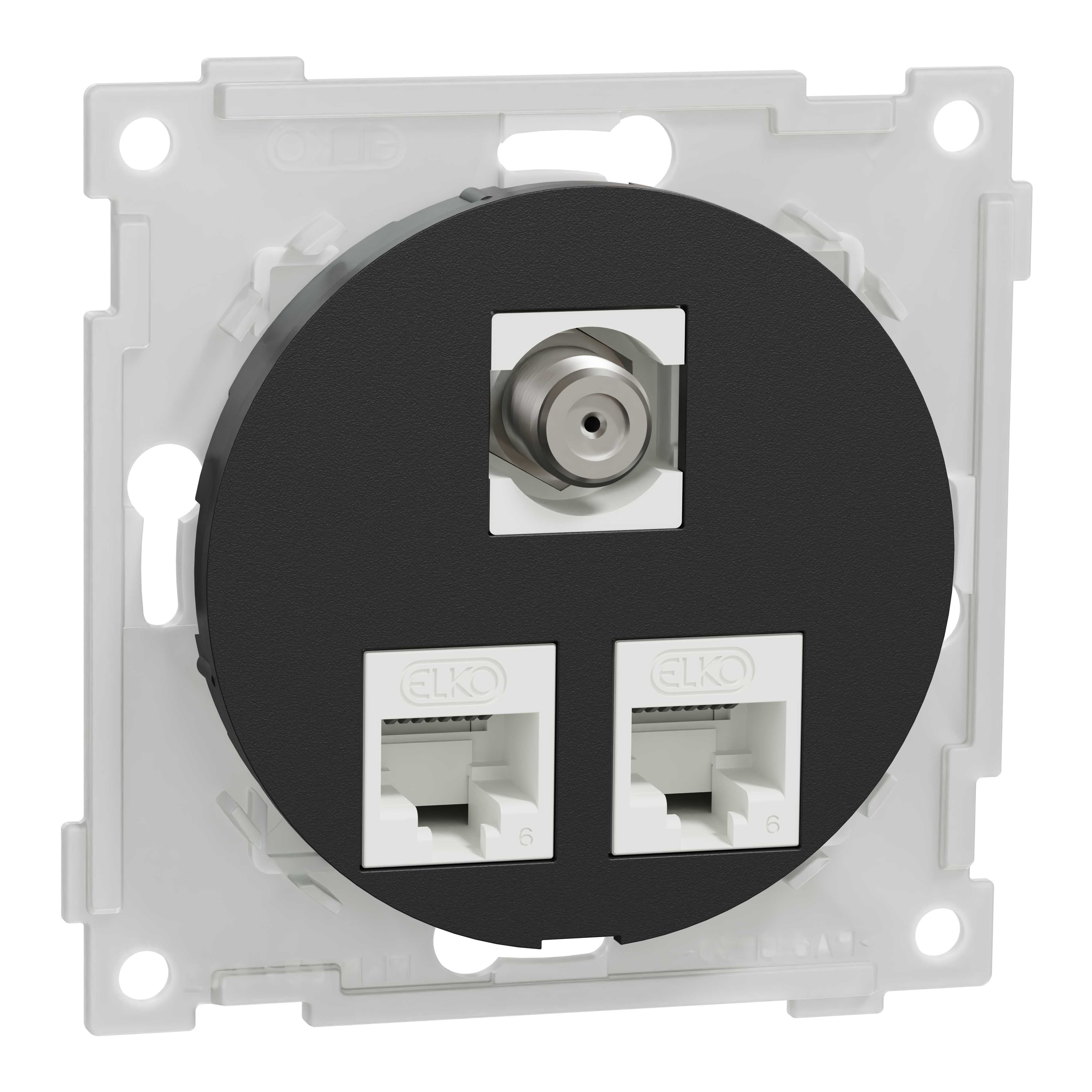 Elko - ELKO One - modularuttak 2x8 kat 6 UTP og 1x F/F, sort
