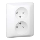 Elko - Dobbel stikkontakt uten jord innfelt med hel dekkplate og barnevern.