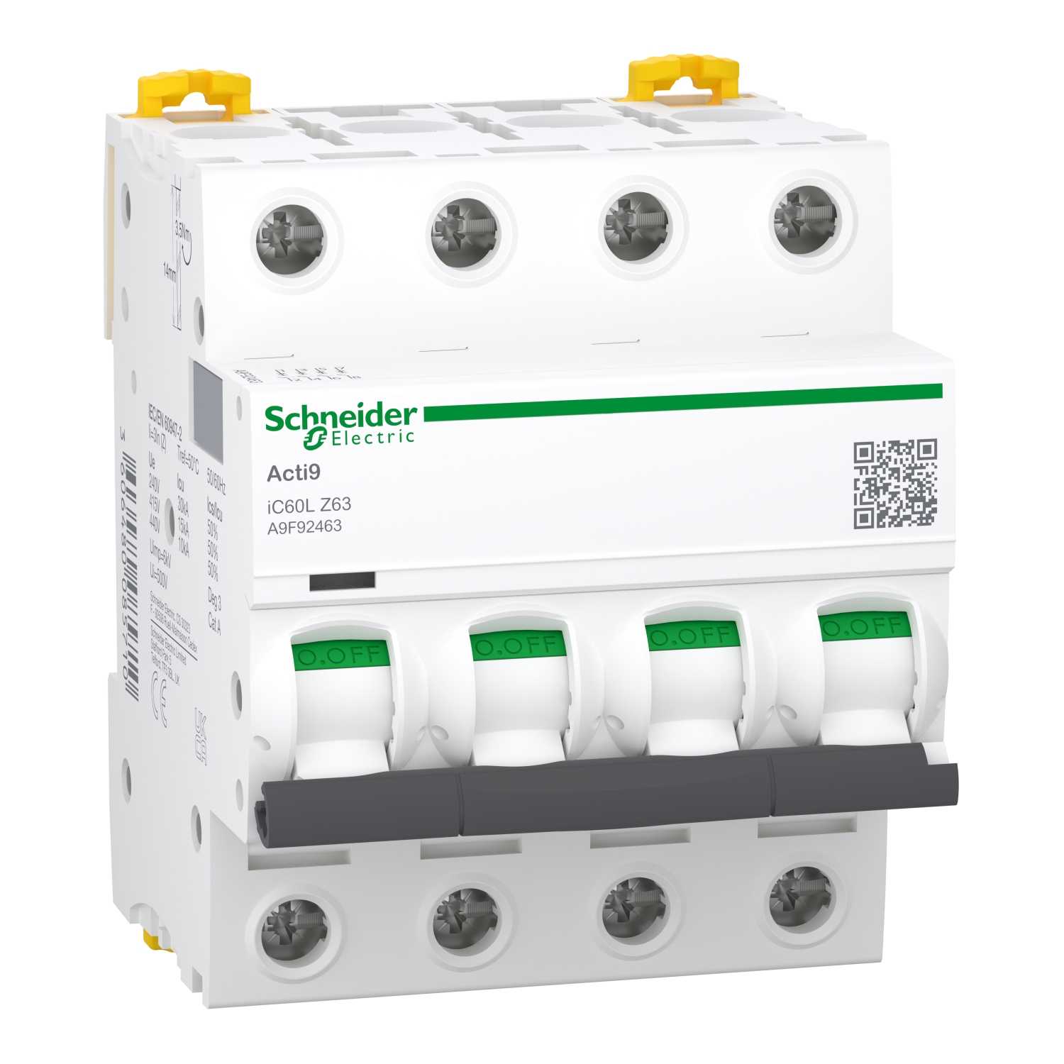 Schneider Electric - iC60L - Automatsikring - 4P - 63A - Z-kurve - I2=1,3