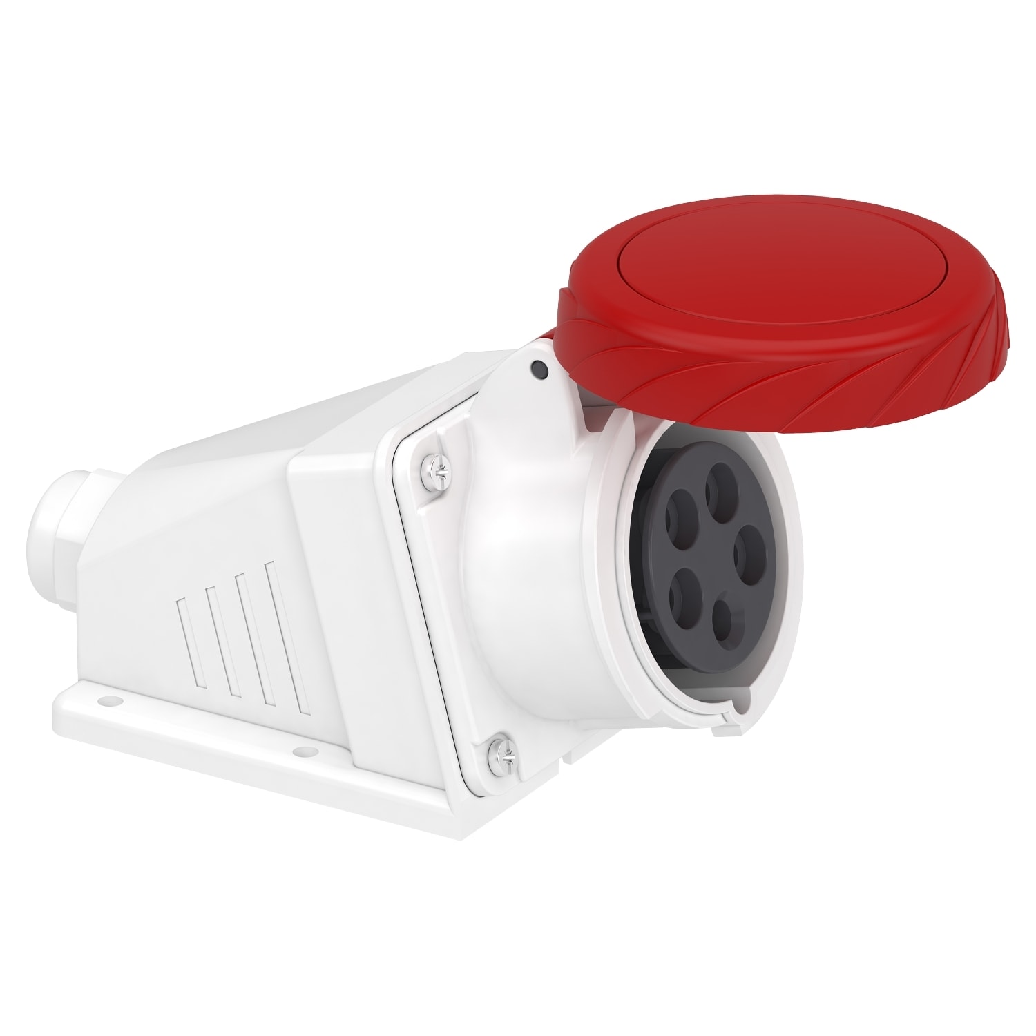 Schneider Electric - PratiKa stikkontakt - skrue - vinklet - 16A - 3P + N + E - 380...415 V AC - vegg