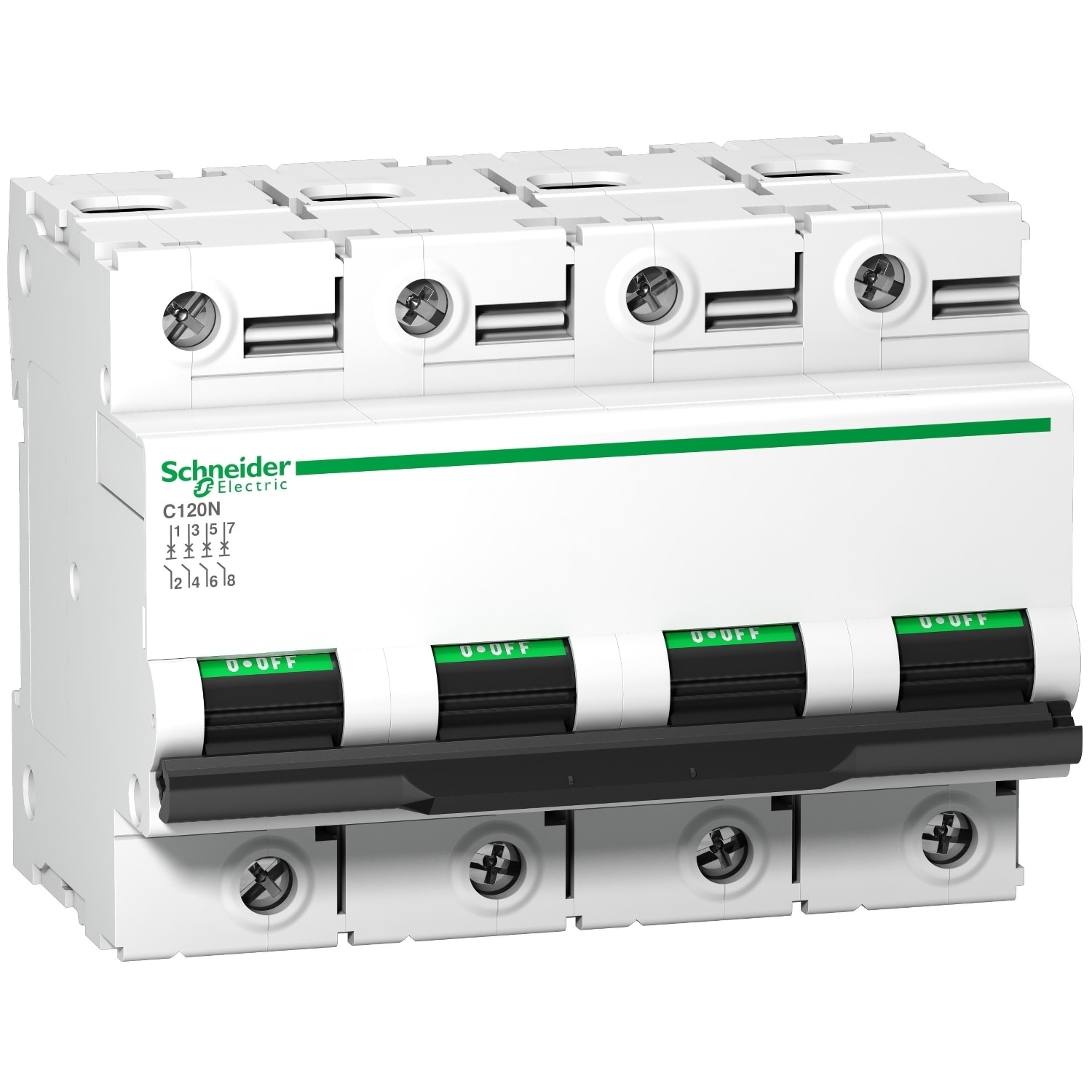 Schneider Electric - C120N - Automatsikring - 4P - 100A - B-kurve - I2=1,45