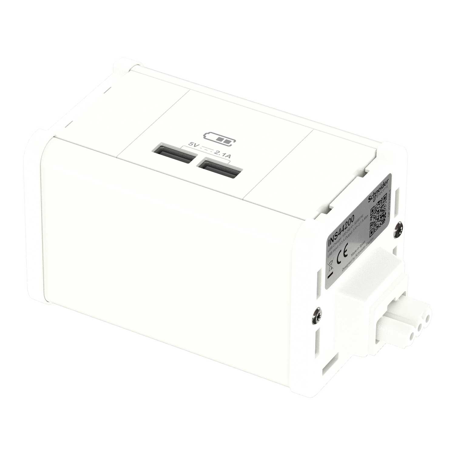 Schneider Electric - Modulær uttaksenhet USB A+A - Hvitt