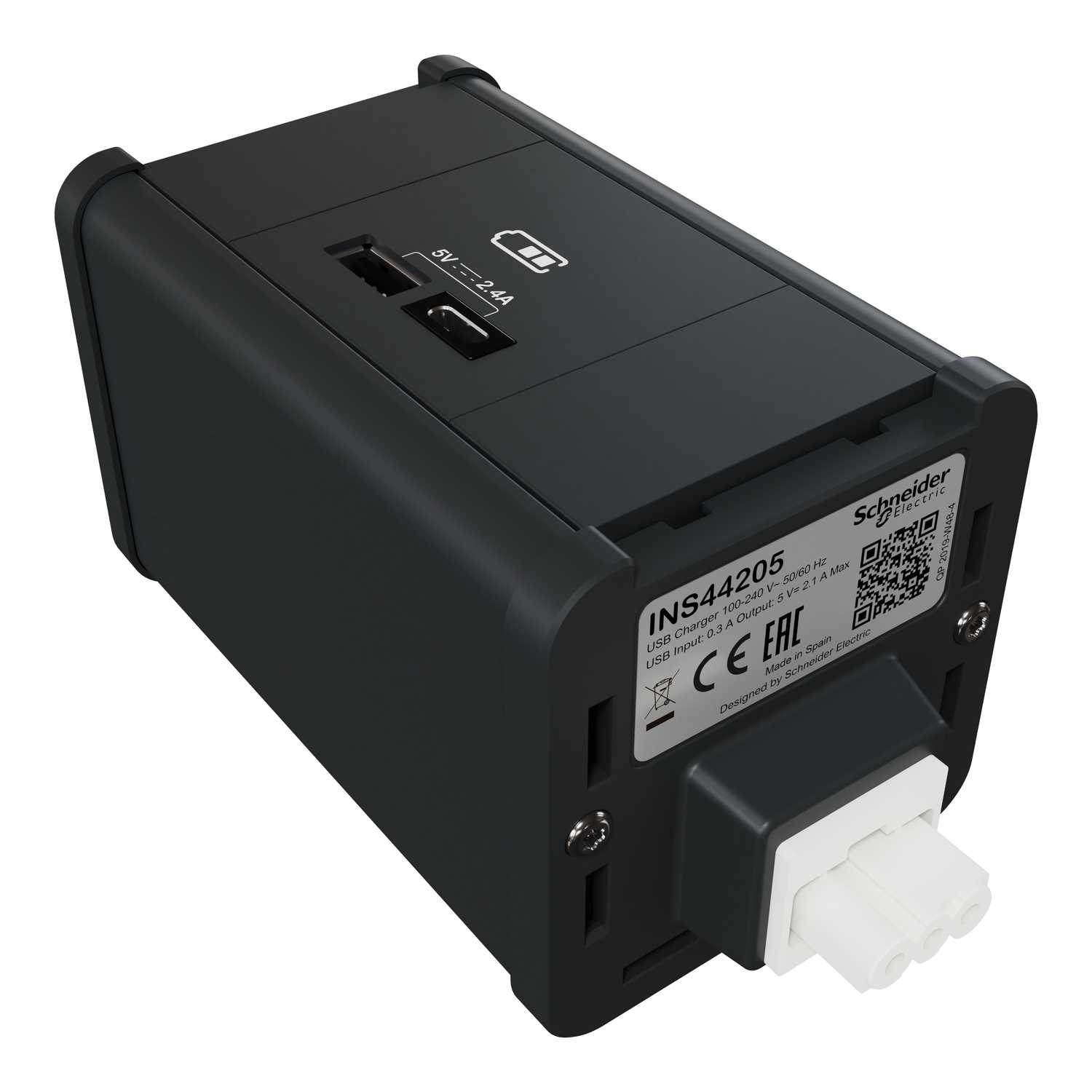 Schneider Electric - Modulær uttaksenhet USB A+C - Antrasitt