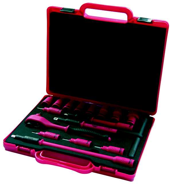 Haupa - 1000V skrallesett 3/8" - 16 deler i koffert