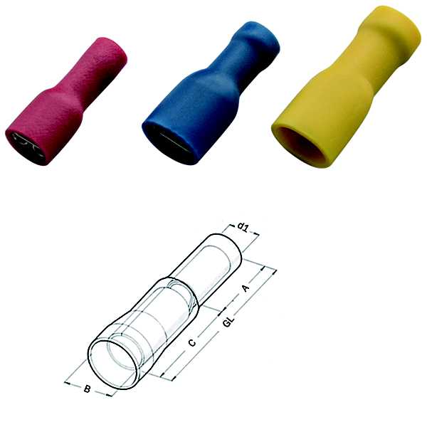Haupa - Isolert rundstifthylse 4,0-6,0mm², hun, gul