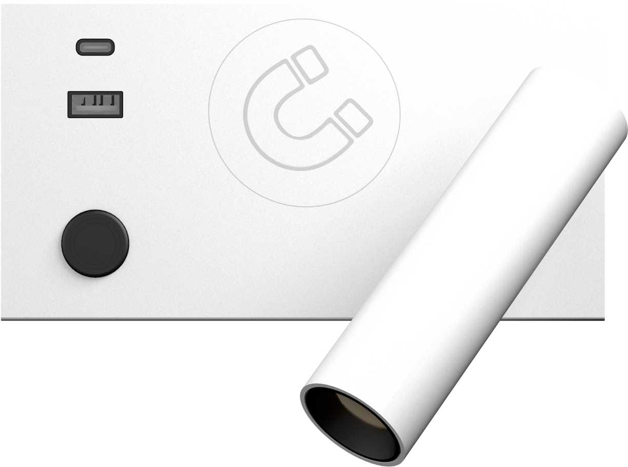 Aneta Lighting - BEDSIDE BASE HVIT SENGELAMPE 3A USB A+C 2700K