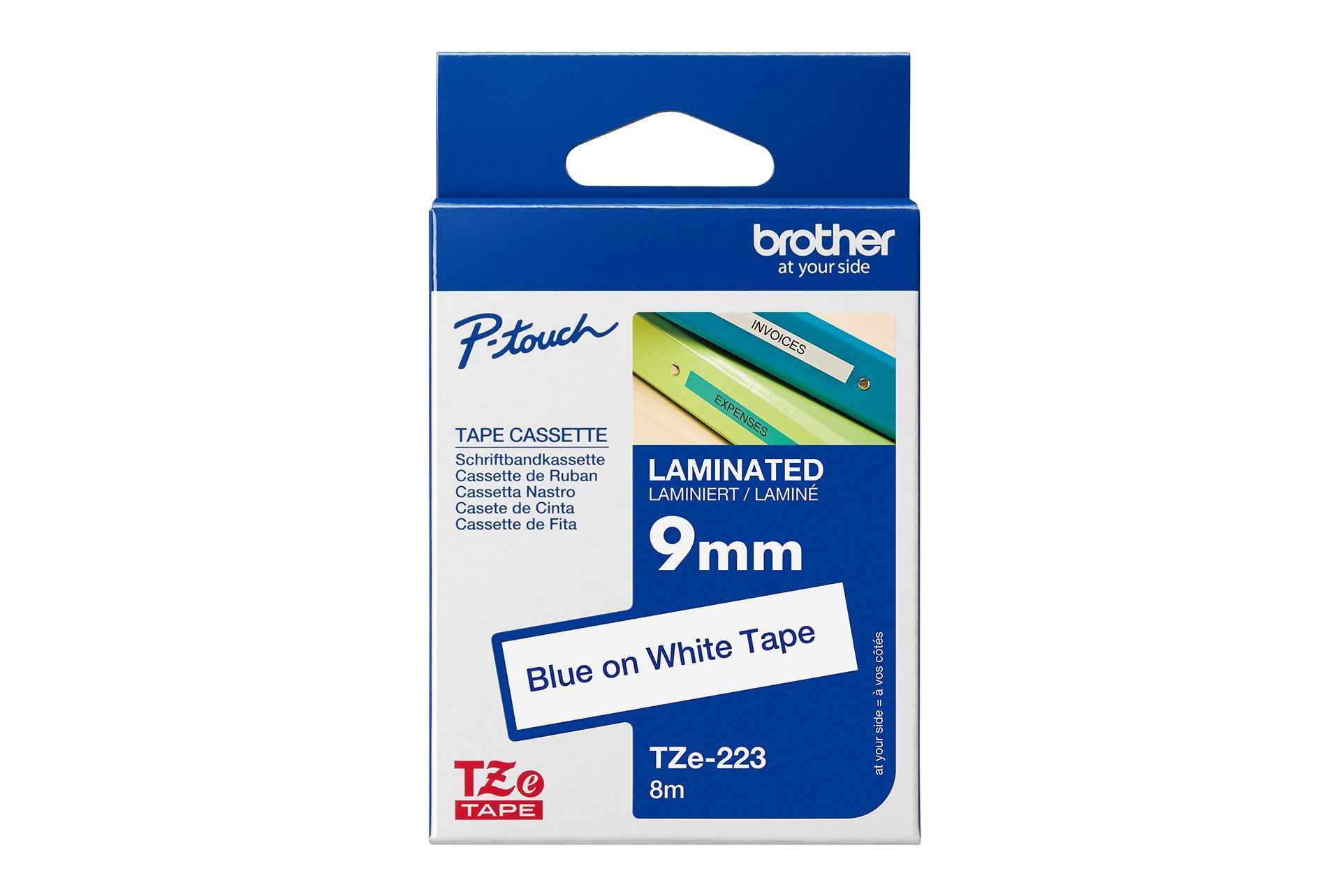 Brother - Brothertape 9mm blå på hvit