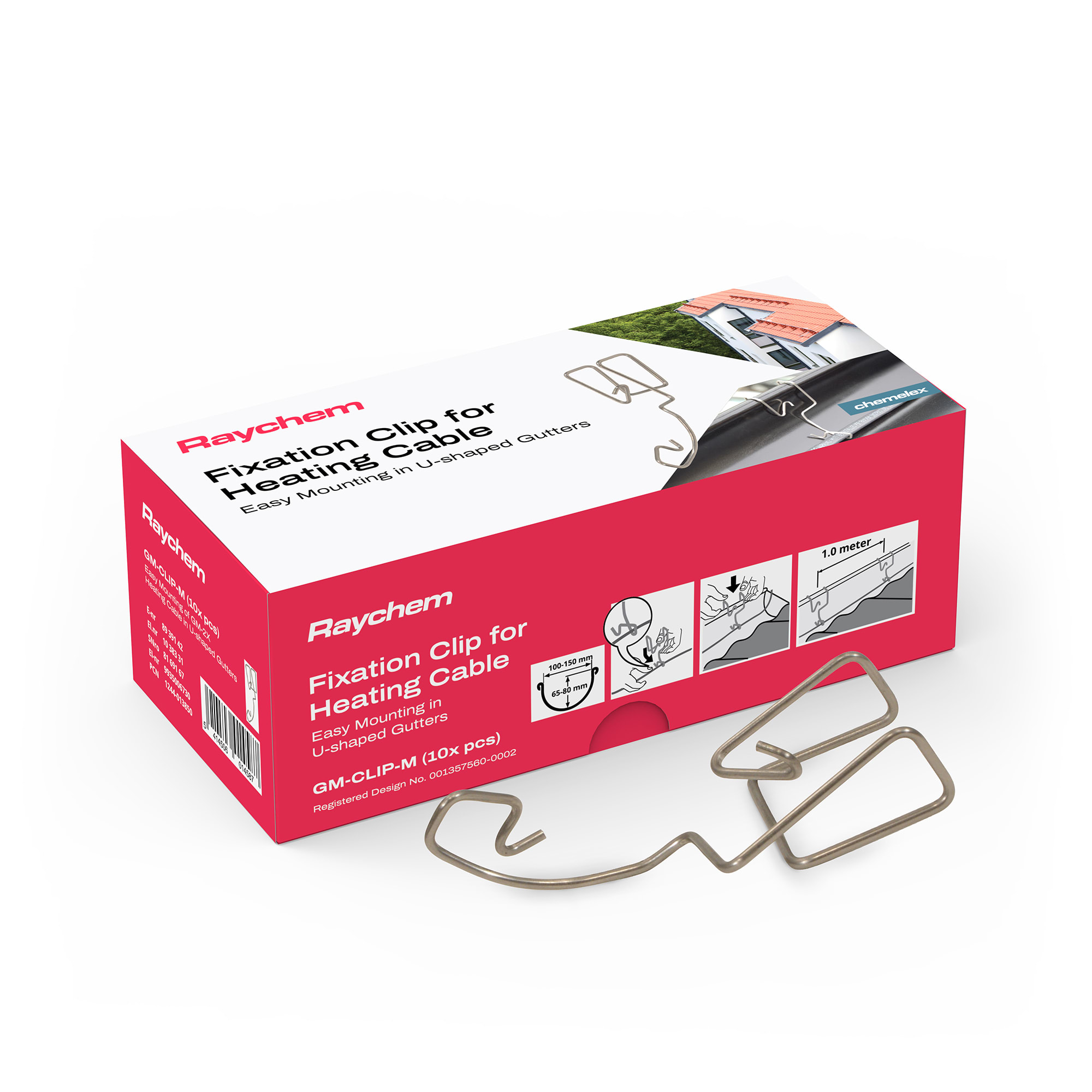 Raychem / nVent - GM-CLIP-M Kabelklips for U-formet takrenne 10st/pakke