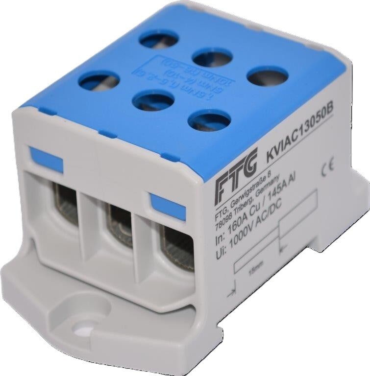 FTG - Koblingsklemme 3 x 50 Al/Cu Blå