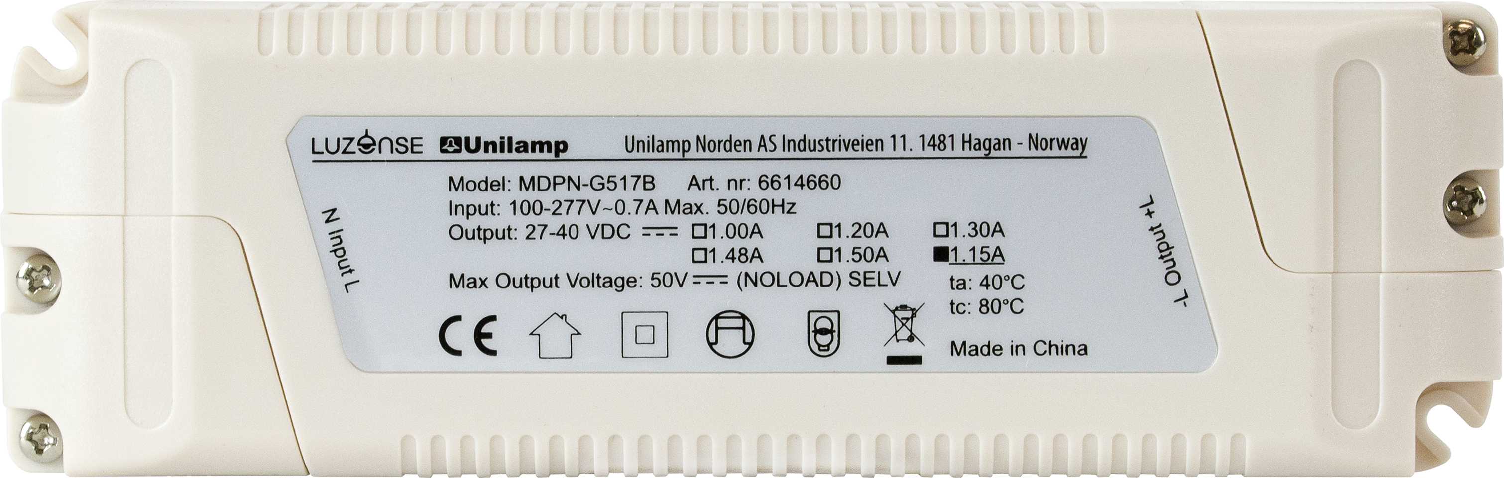 Unilamp - LED DRIVER LED PANEL 47W Plug&Play IKKE DIM UNILAMP